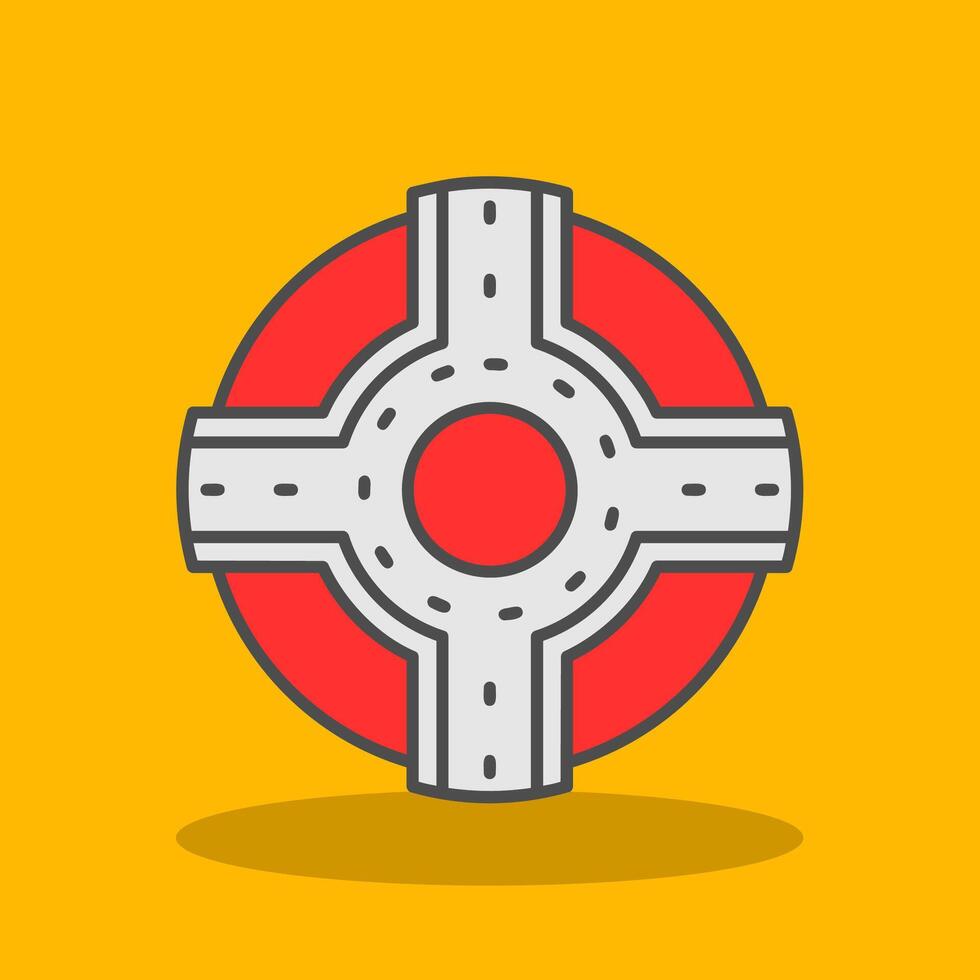 Roundabout Filled Shadow Icon vector
