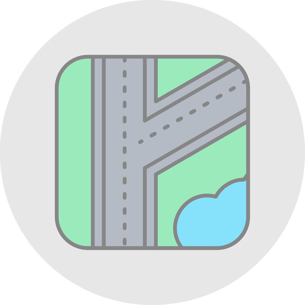 Road Line Filled Light Circle Icon vector