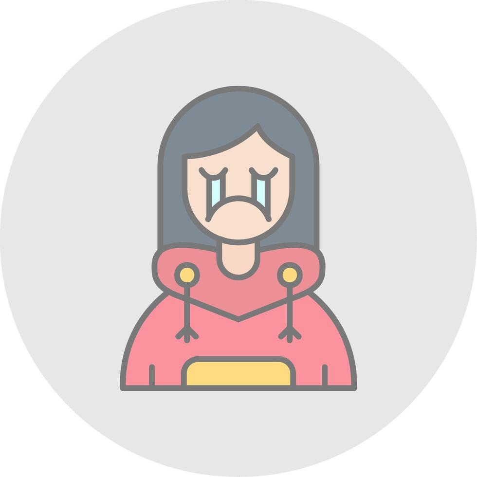 Cry Line Filled Light Circle Icon vector