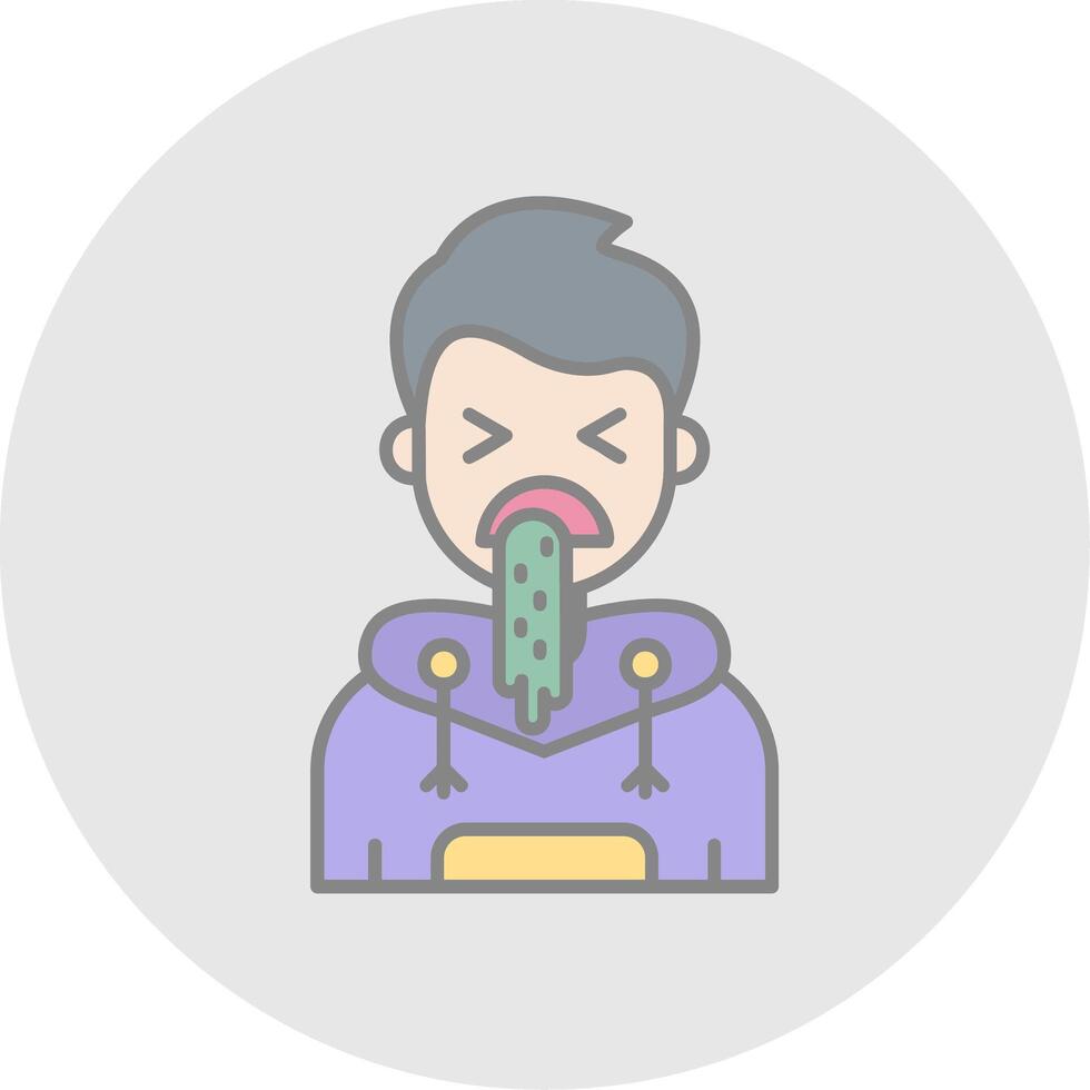 Vomit Line Filled Light Circle Icon vector