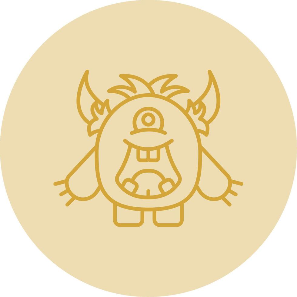 Monster Line Yellow Circle Icon vector