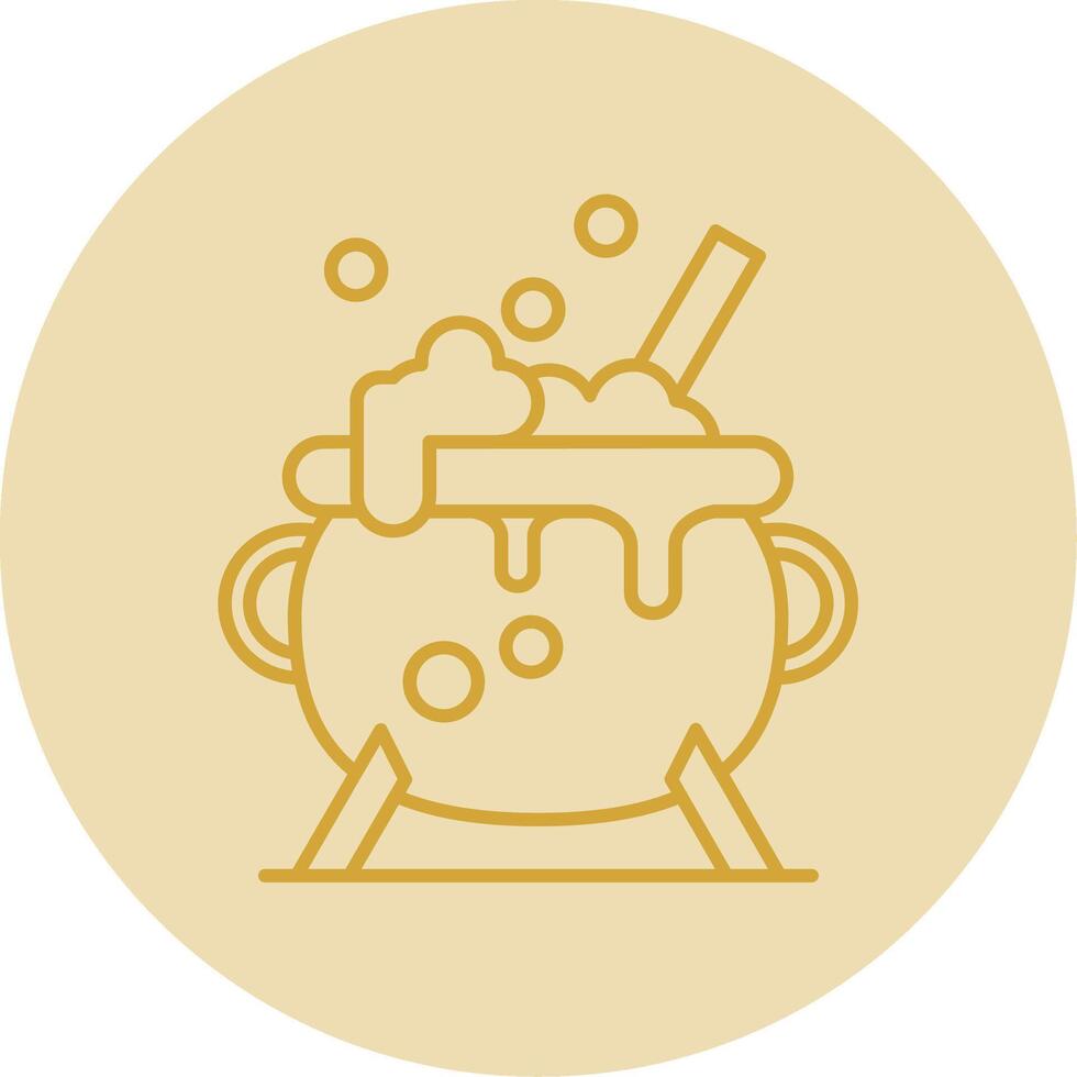 Cauldron Line Yellow Circle Icon vector