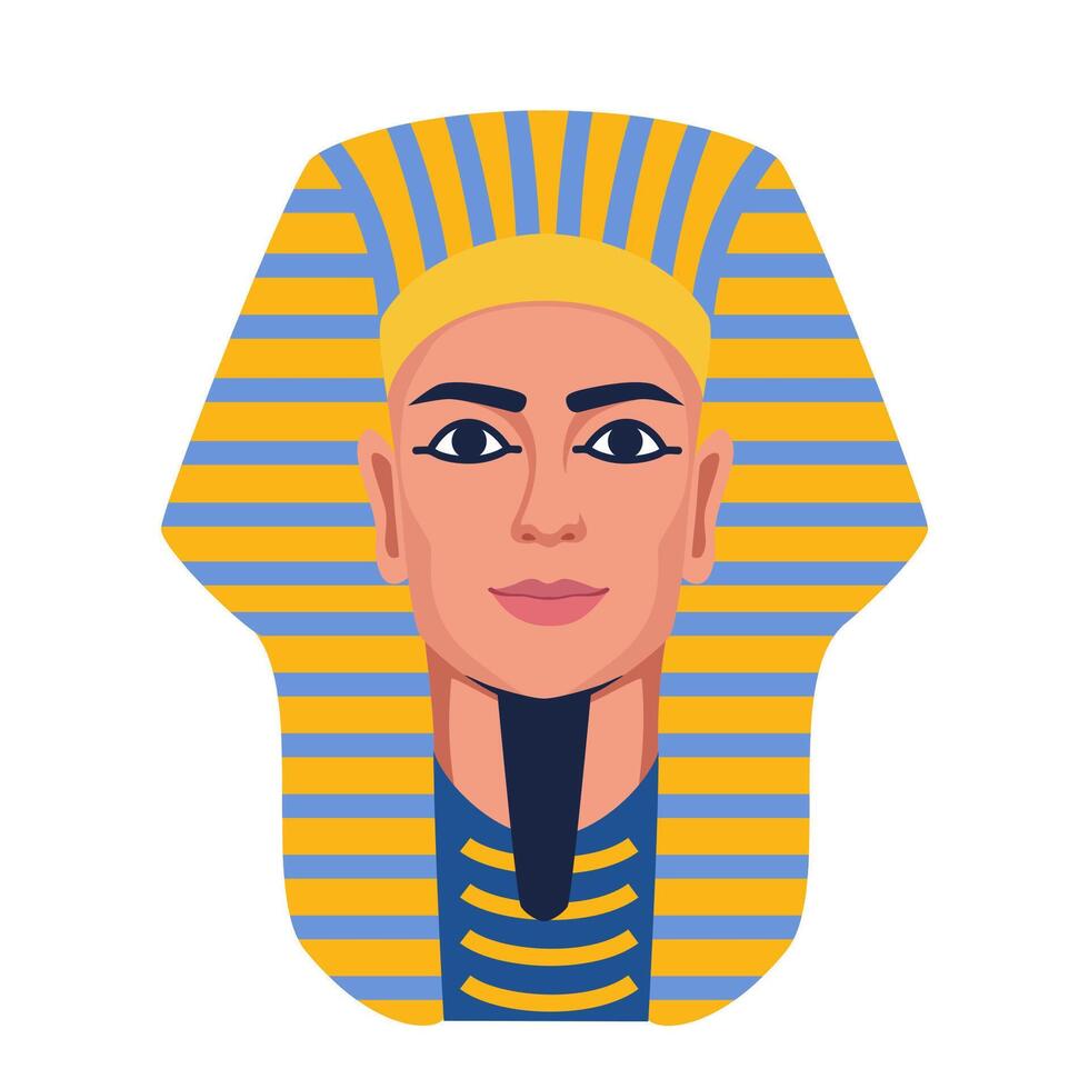 Pharaoh. Egyptian golden pharaohs mask. Ancient culture sing and symbol. Vector illustration.
