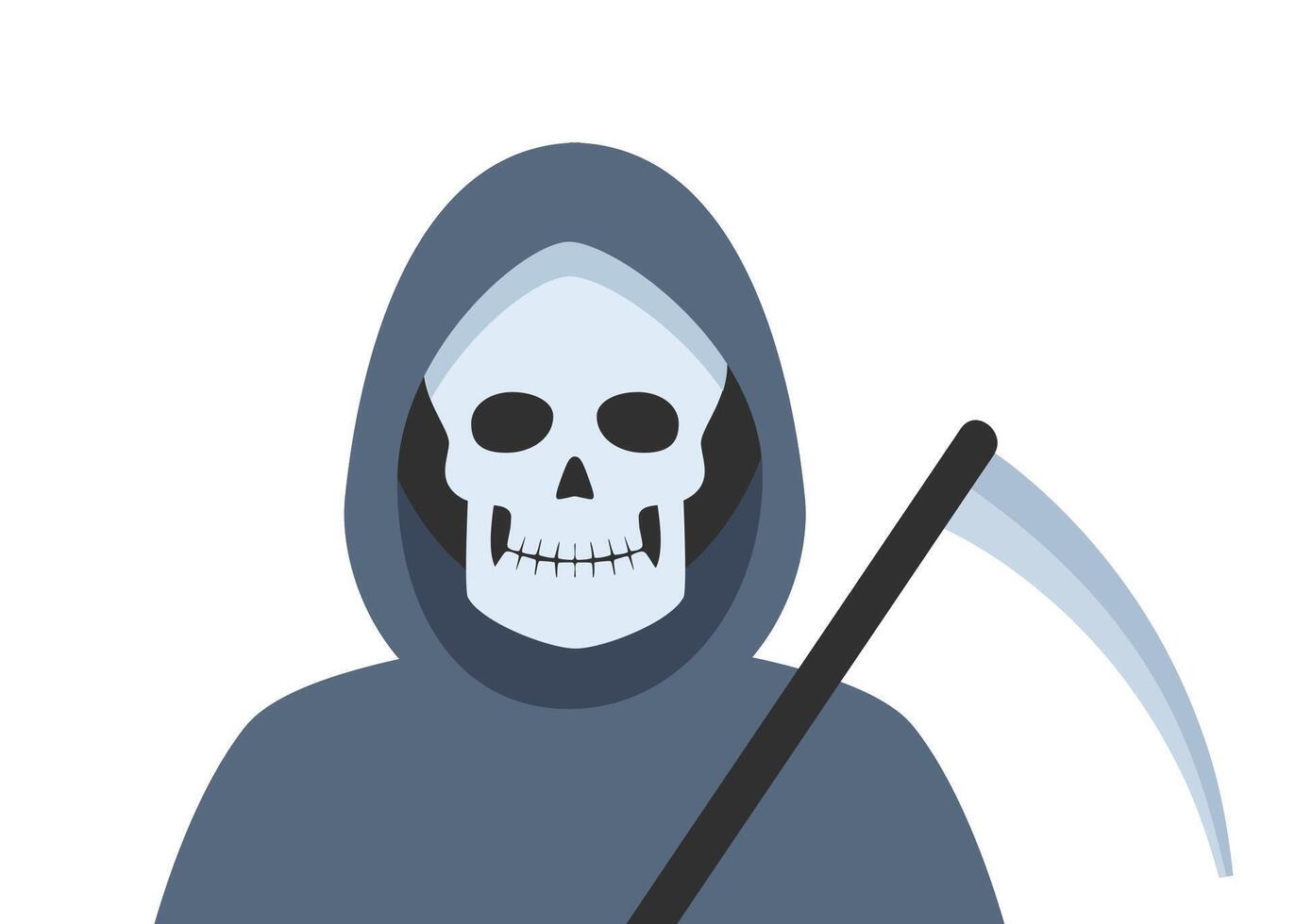 Grim reaper with a scythe, a death character, black and white colours, vector illustration.