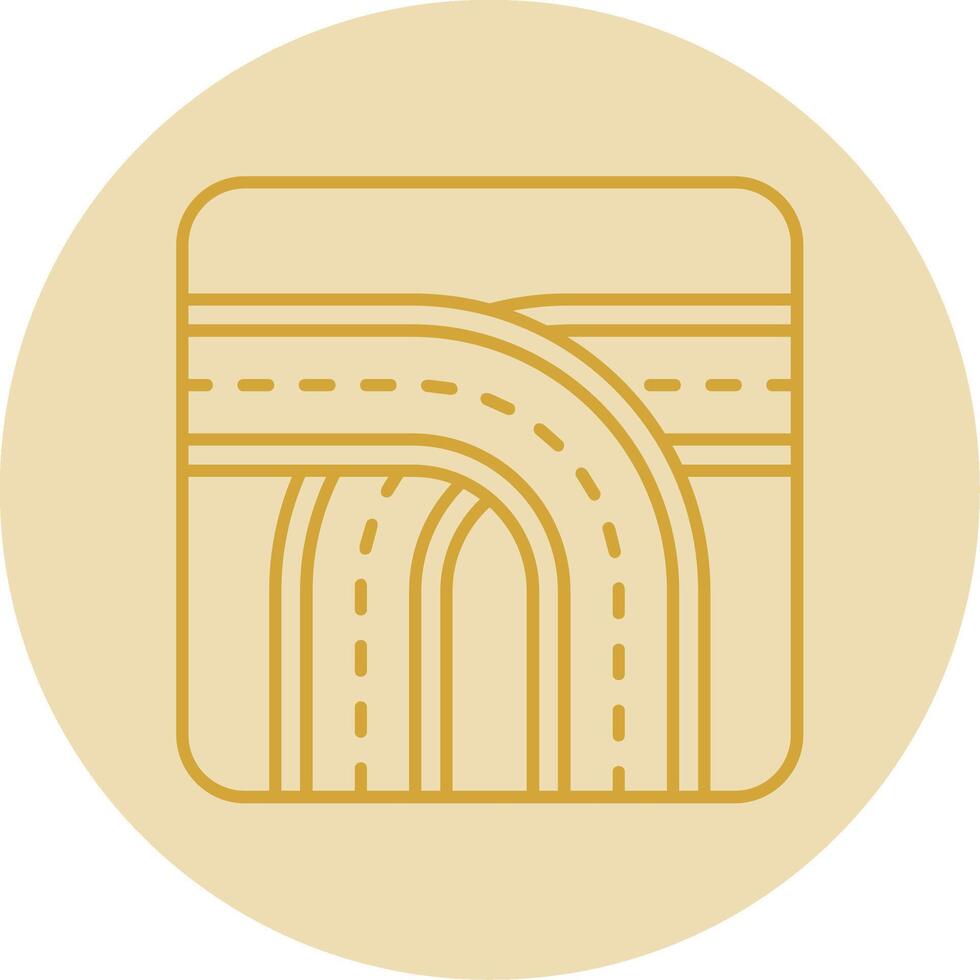 Crossing Line Yellow Circle Icon vector