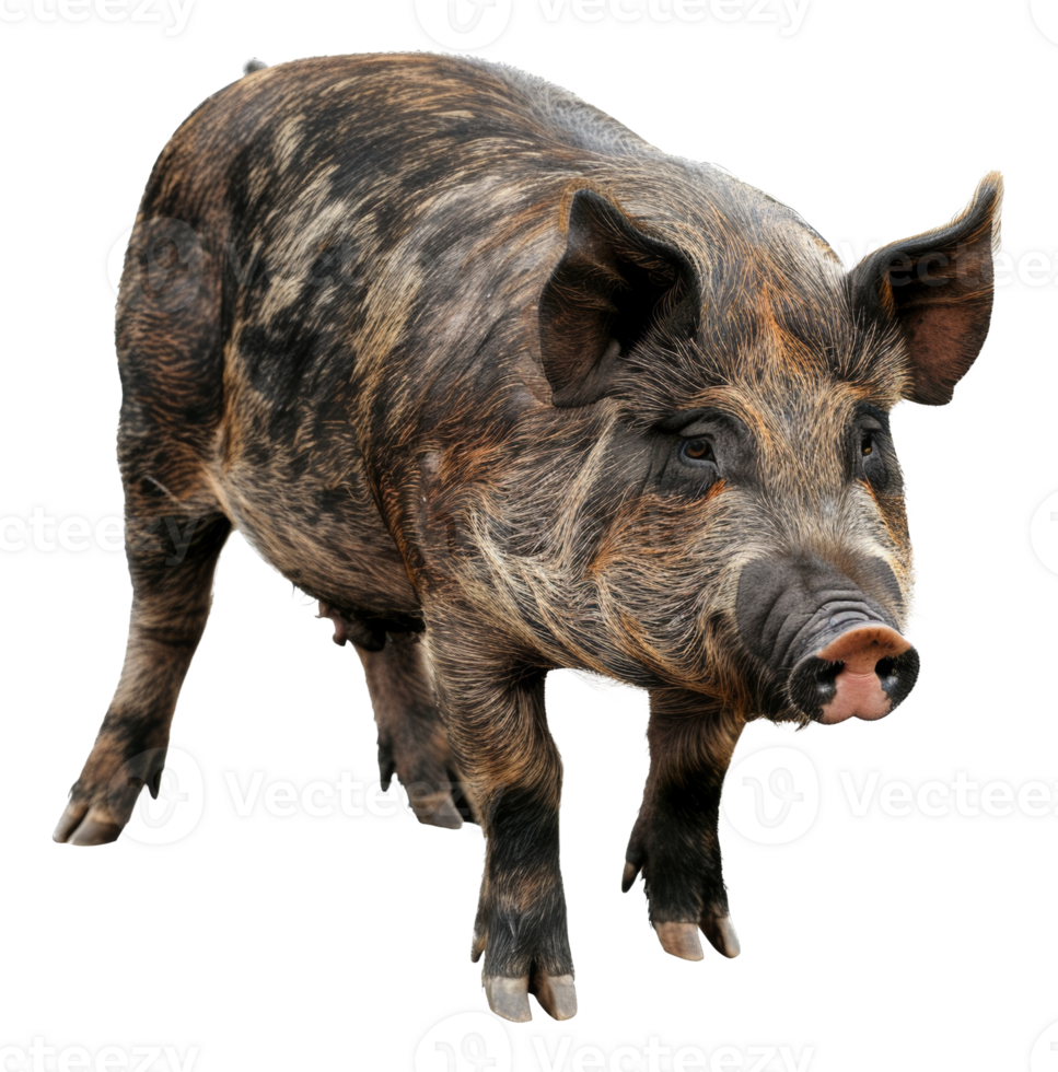 AI generated Adult pig with black and tan markings on transparent background - stock png. png