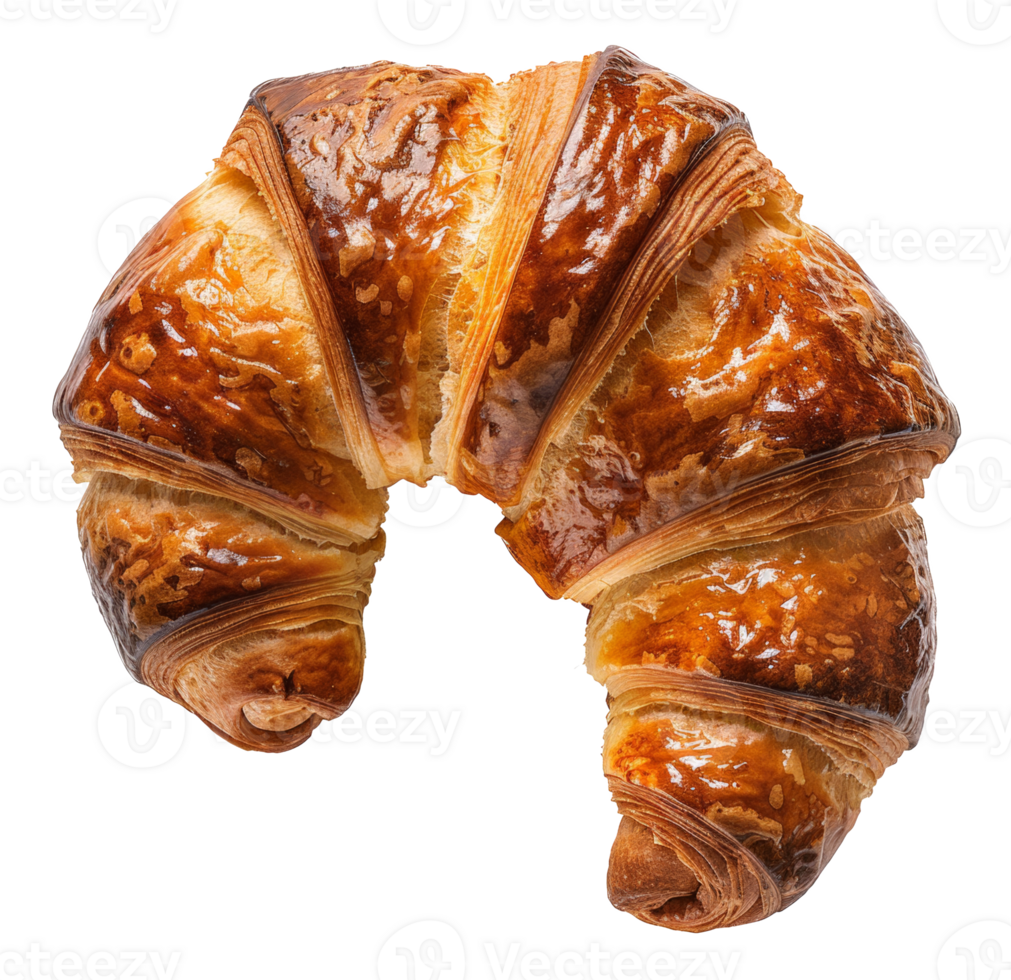 AI generated Golden croissant on transparent background - stock png. png
