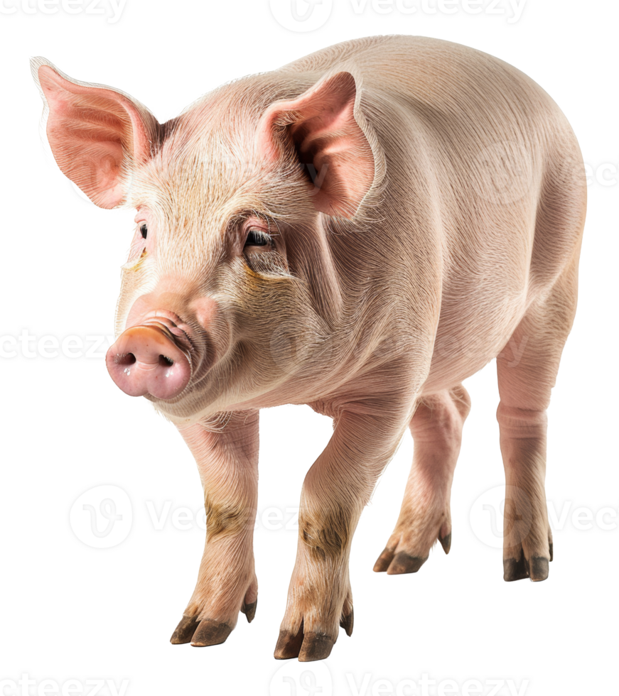 AI generated Young pink piglet on transparent background - stock png. png