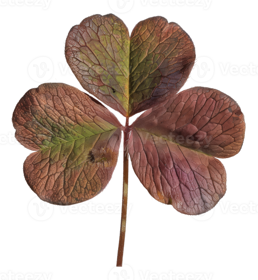 AI generated Deep red clover leaf on transparent background - stock png. png