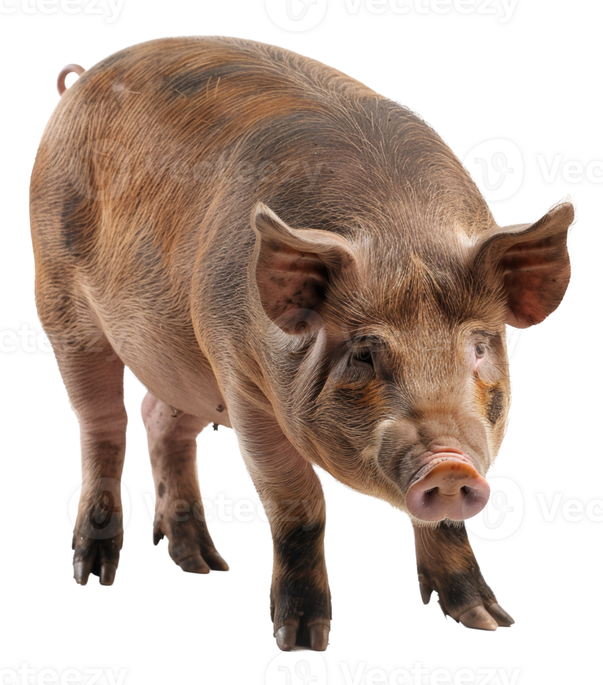 AI generated Adult pig standing on transparent background - stock png. png
