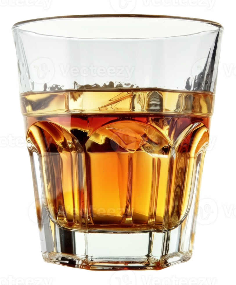 ai generado whisky en un cortar cristal vaso en transparente antecedentes - valores png. png