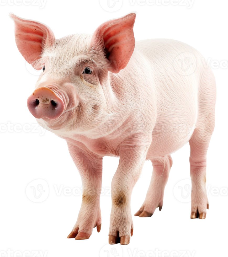 AI generated Young pink piglet on transparent background - stock png. png