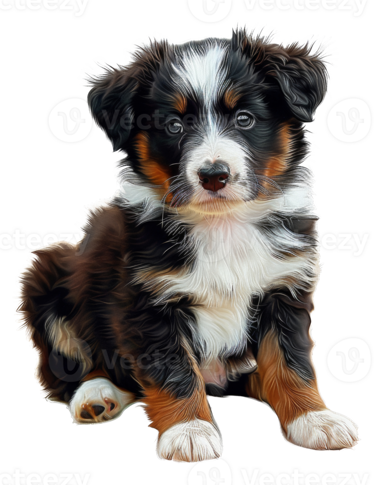 AI generated Adorable brown and white puppy on transparent background - stock png. png