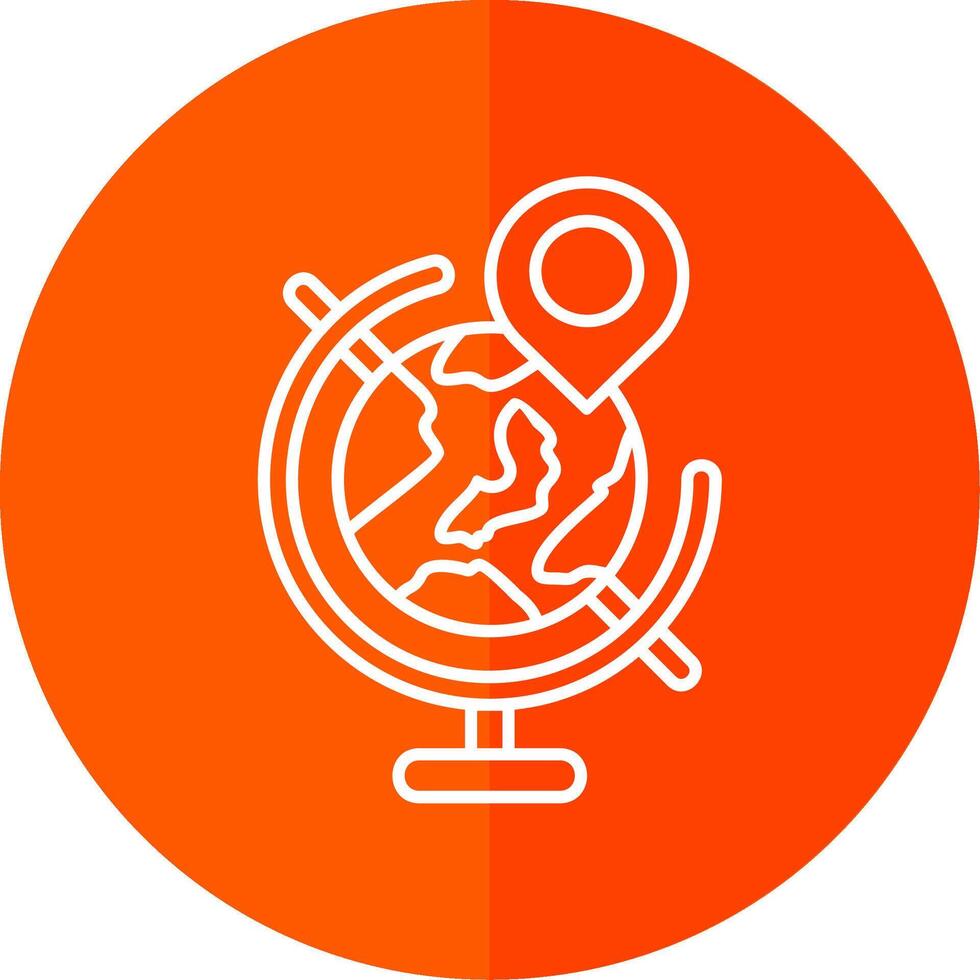 Globe Line Red Circle Icon vector