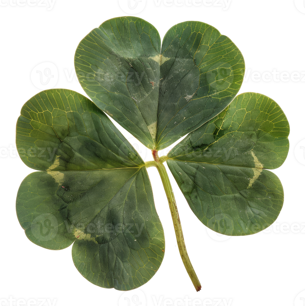 AI generated Green four-leaf clover on transparent background - stock png. png