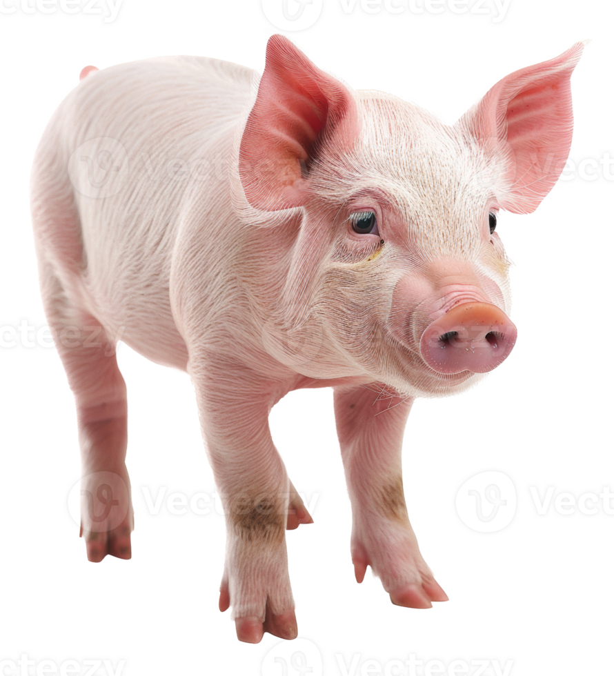 AI generated Young pink piglet standing on transparent background - stock png. png