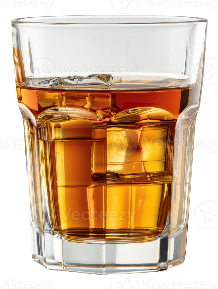 ai generado whisky en un cortar cristal vaso en transparente antecedentes - valores png. png