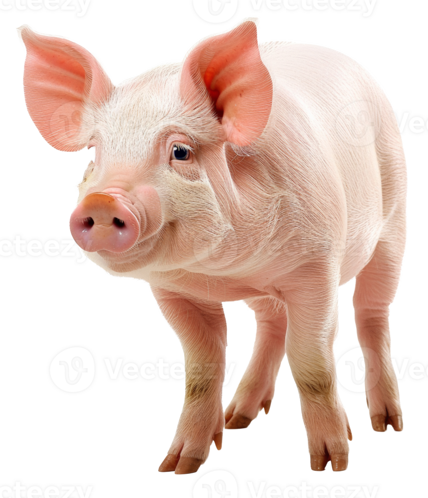 AI generated Young pink piglet on transparent background - stock png. png