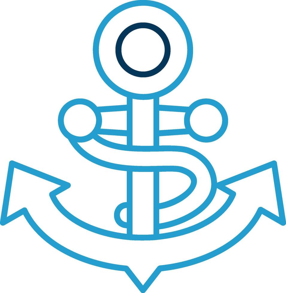 Anchor Line Blue Two Color Icon vector