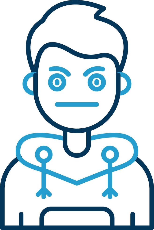 Embarrassed Line Blue Two Color Icon vector