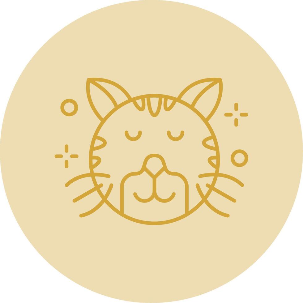 Relieved Line Yellow Circle Icon vector