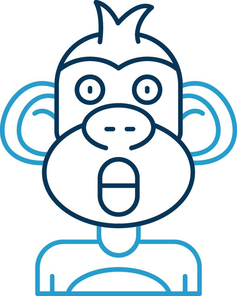 Surprised Line Blue Two Color Icon vector