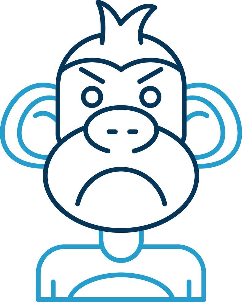 Angry Line Blue Two Color Icon vector