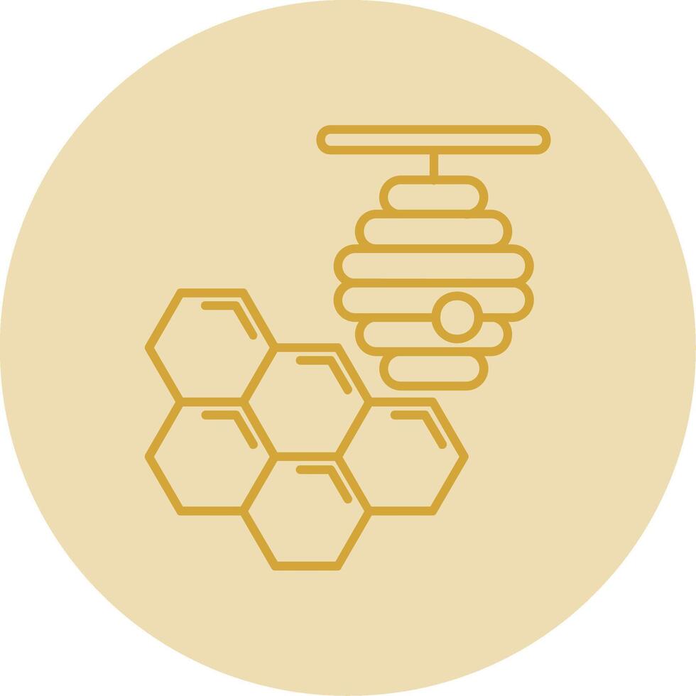 Honeycomb Line Yellow Circle Icon vector