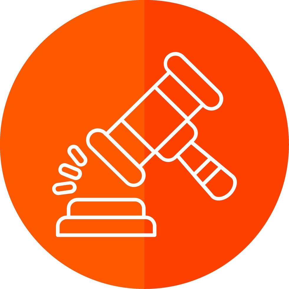 Gavel Line Red Circle Icon vector