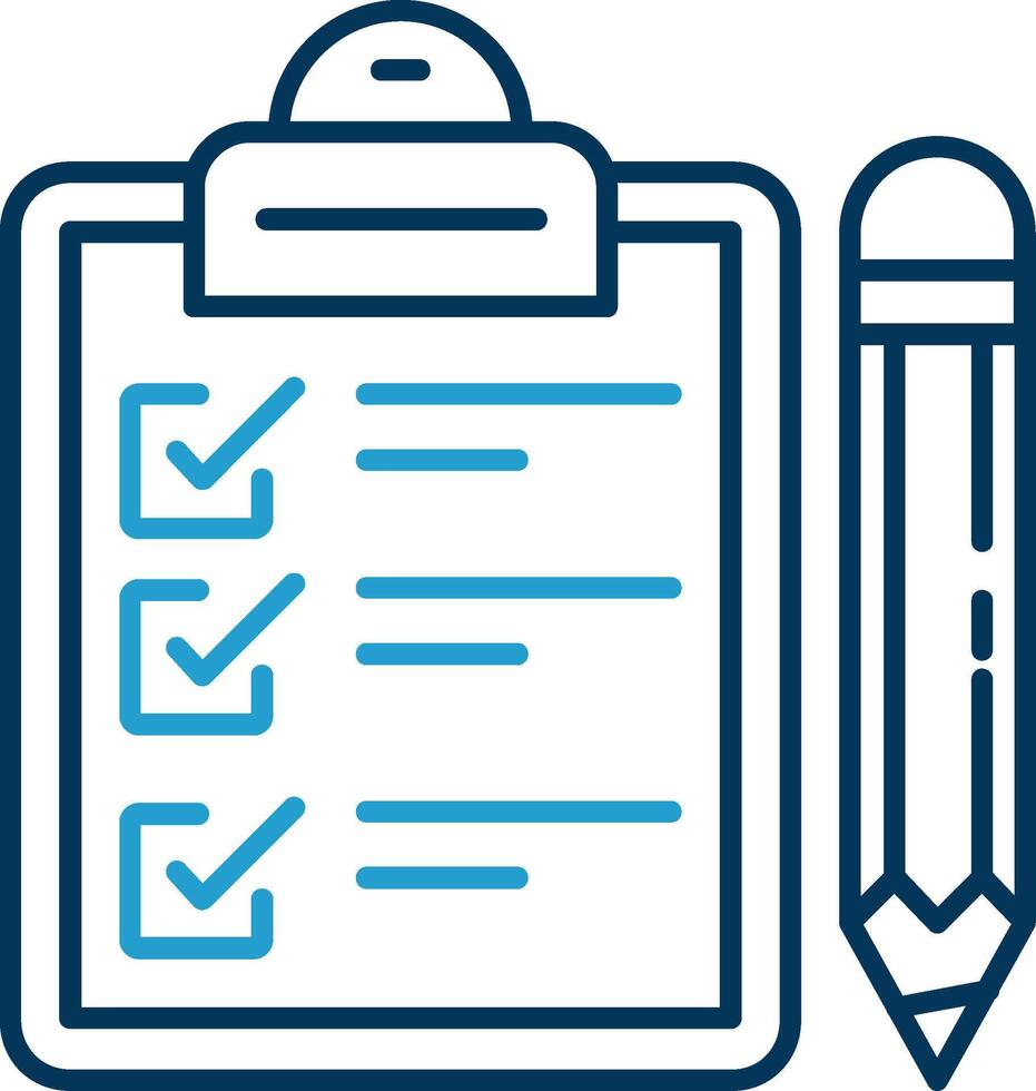 Exam Line Blue Two Color Icon vector