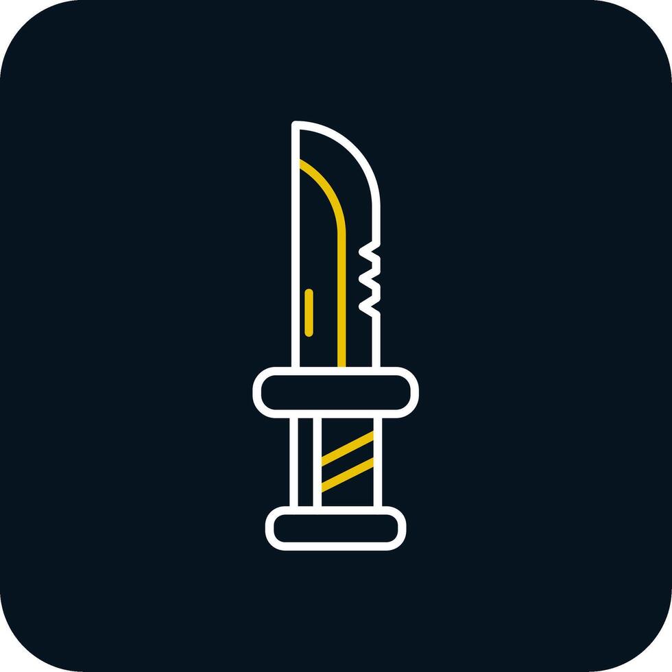 Dagger Line Yellow White Icon vector