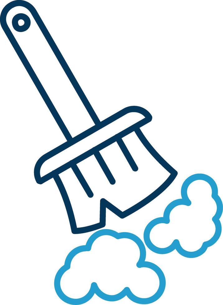 Broom Line Blue Two Color Icon vector