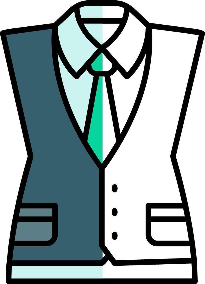 Waistcoat Filled Half Cut Icon vector