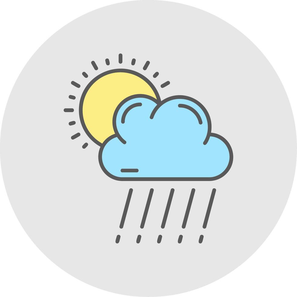 rain Line Filled Light Circle Icon vector