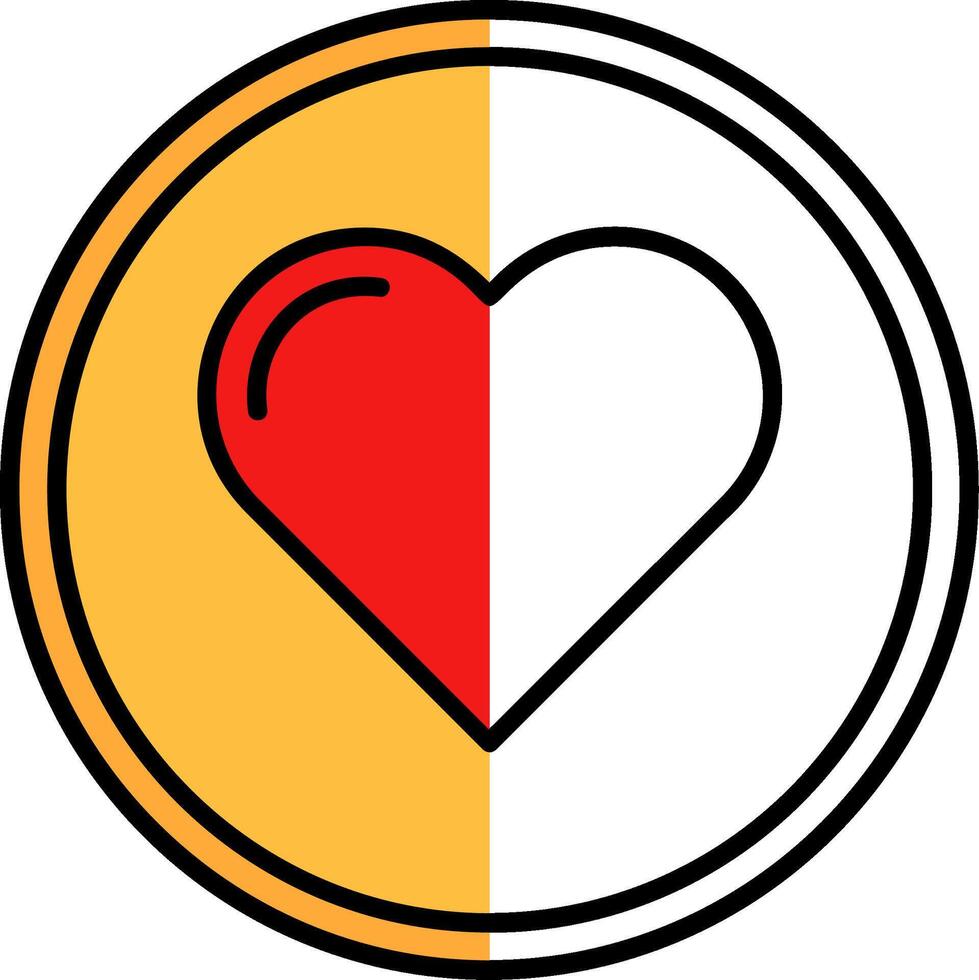 Heart Filled Half Cut Icon vector