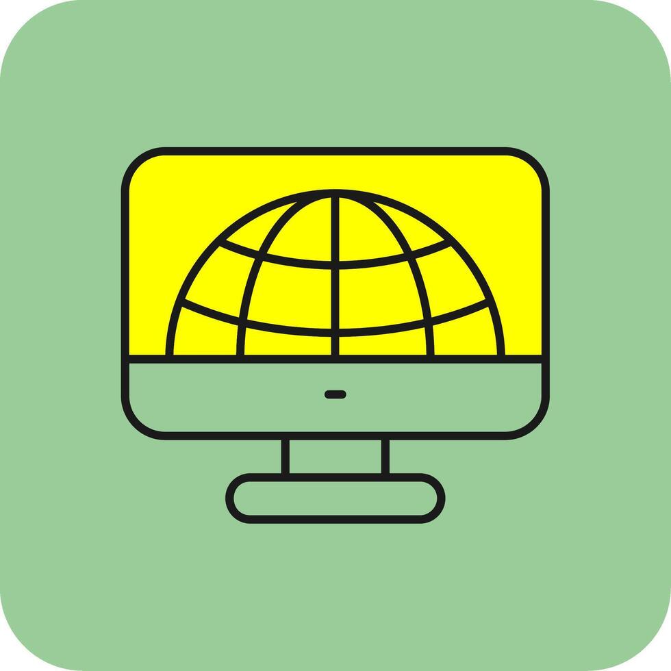 Monitor Filled Yellow Icon vector