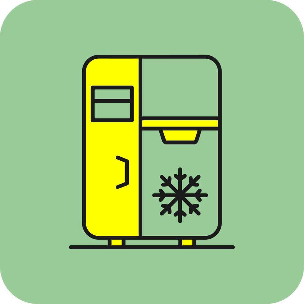 refrigerador lleno amarillo icono vector