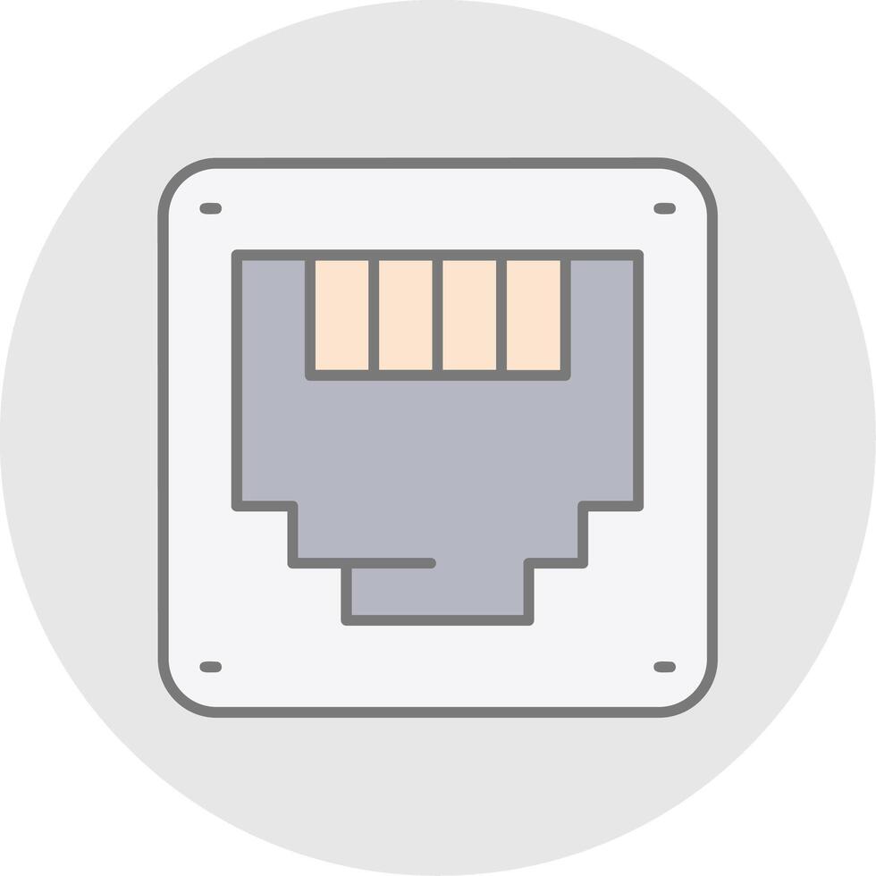 Ethernet Line Filled Light Circle Icon vector