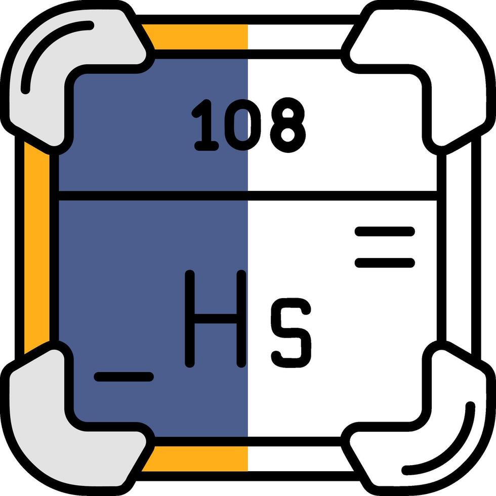 hassium lleno medio cortar icono vector