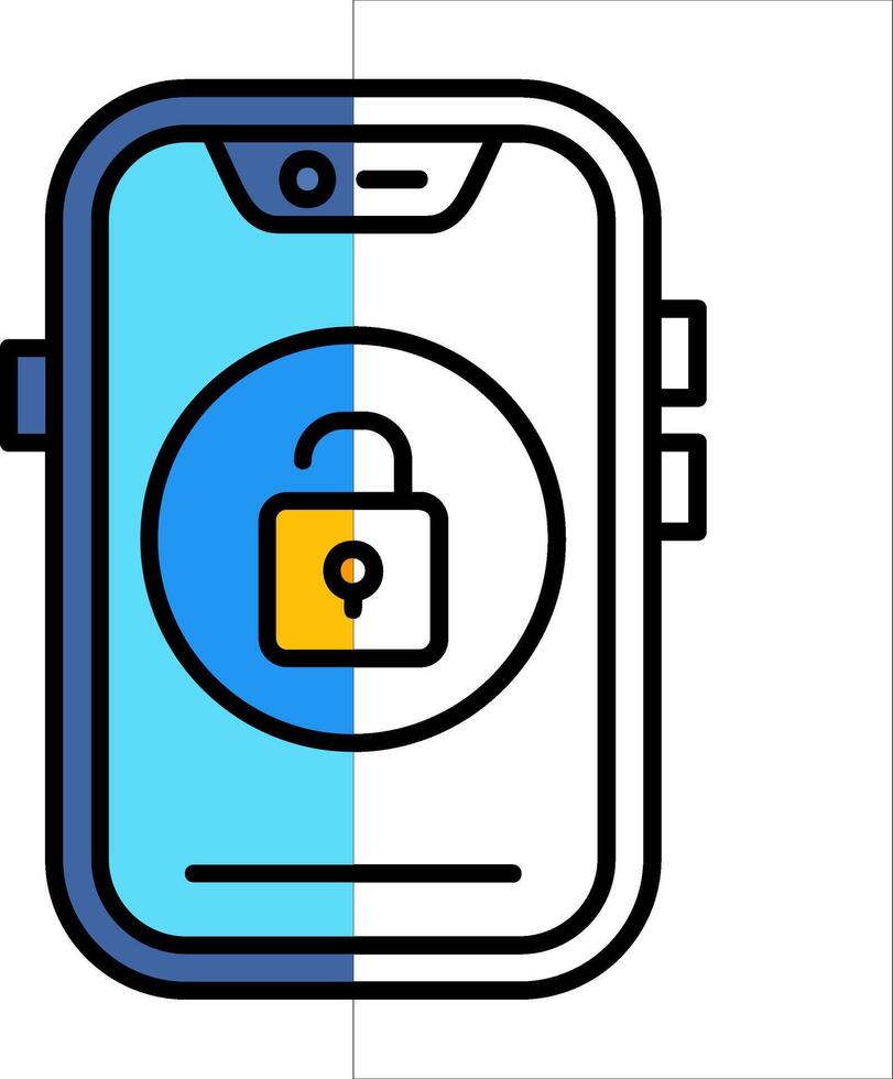 Unlock Filled Half Cut Icon vector