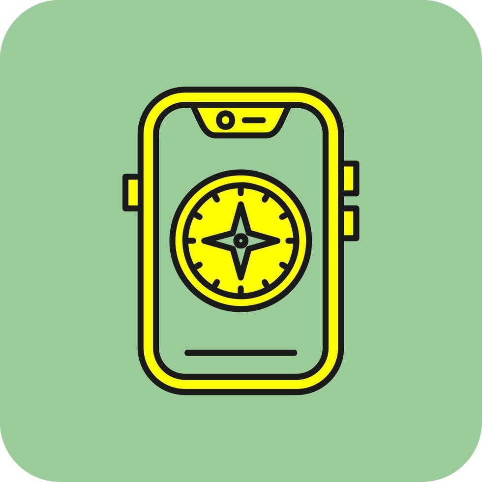 Compass Filled Yellow Icon vector