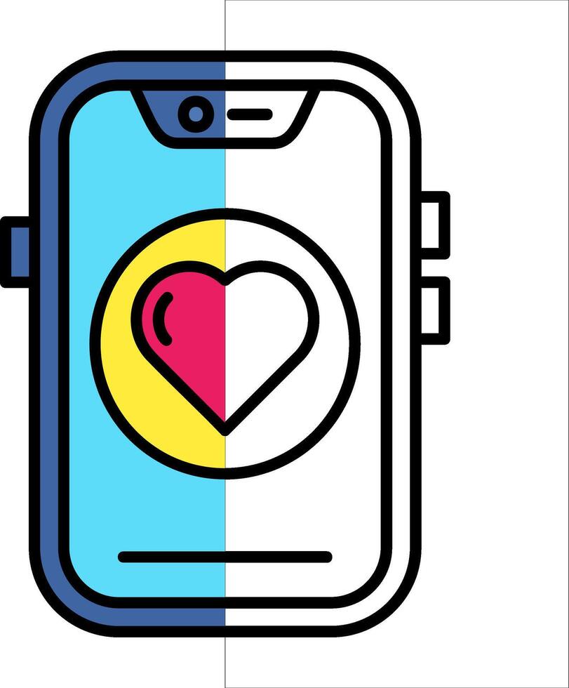 Heart Filled Half Cut Icon vector