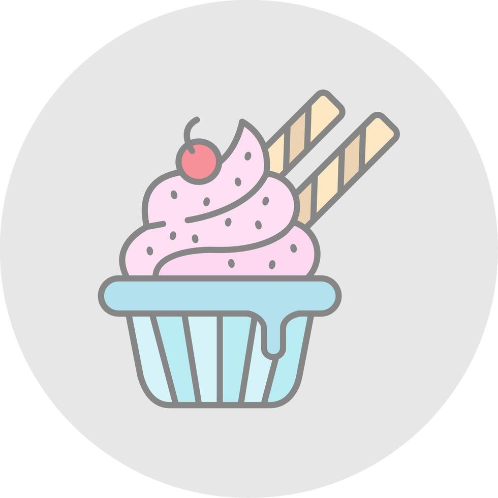 Cupcake Line Filled Light Circle Icon vector