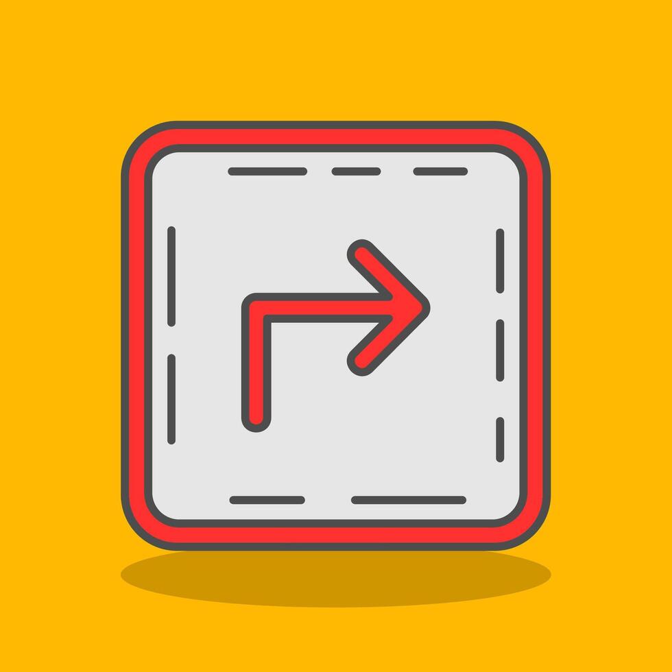 Turn Filled Shadow Icon vector