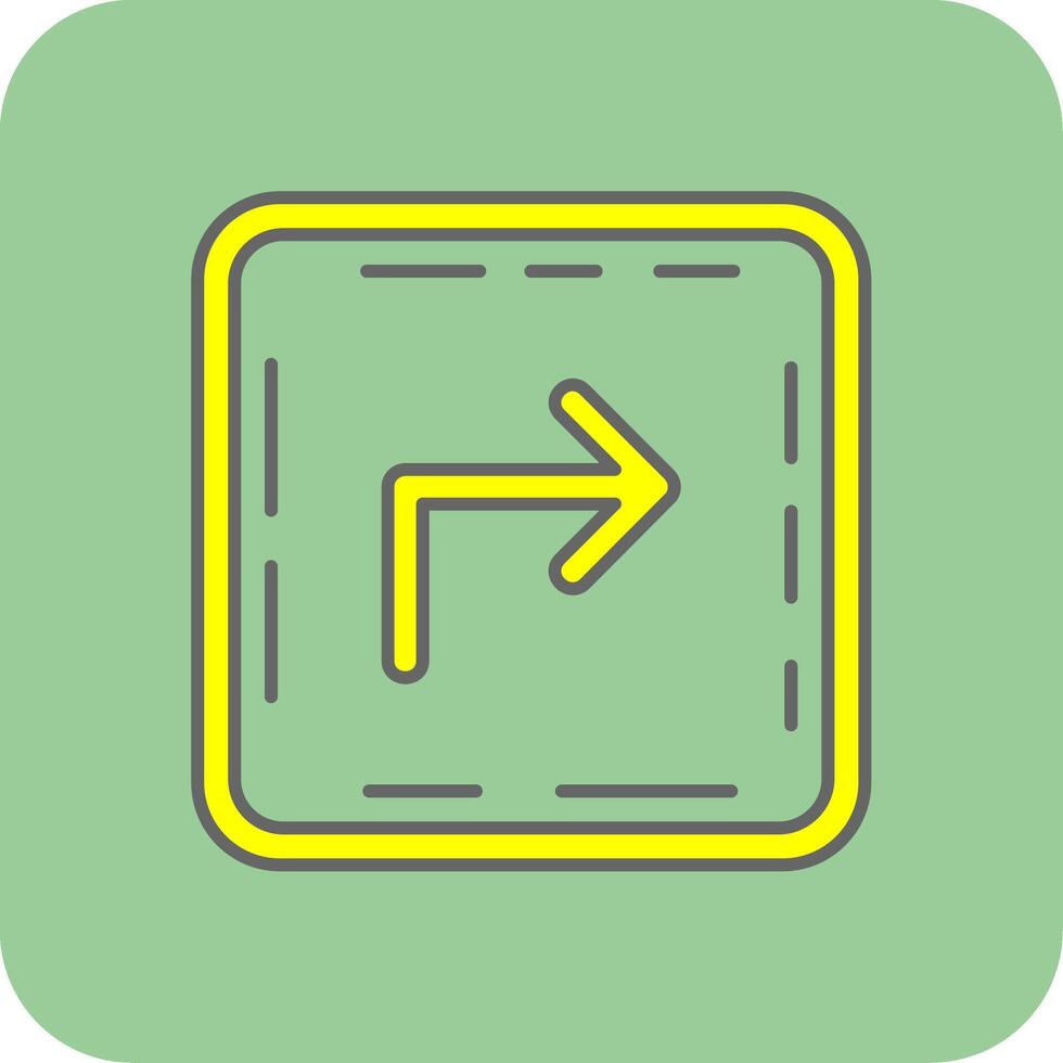 Turn Filled Yellow Icon vector