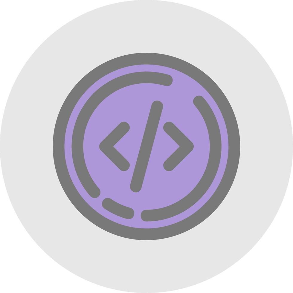 Code Line Filled Light Circle Icon vector