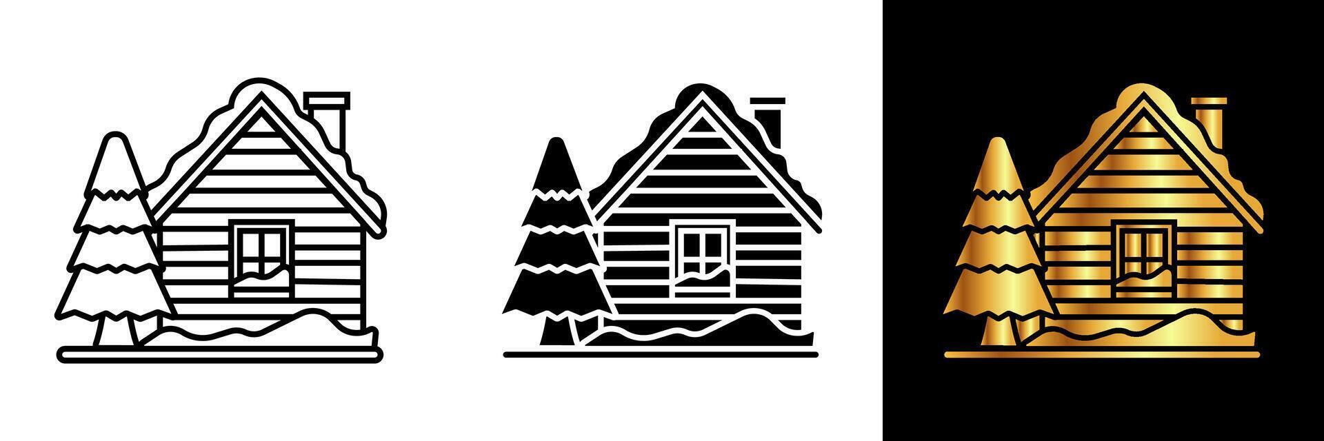 The Snowy Cabin icon captures the serene beauty of a winter retreat, nestled amidst a pristine snow-covered landscape vector