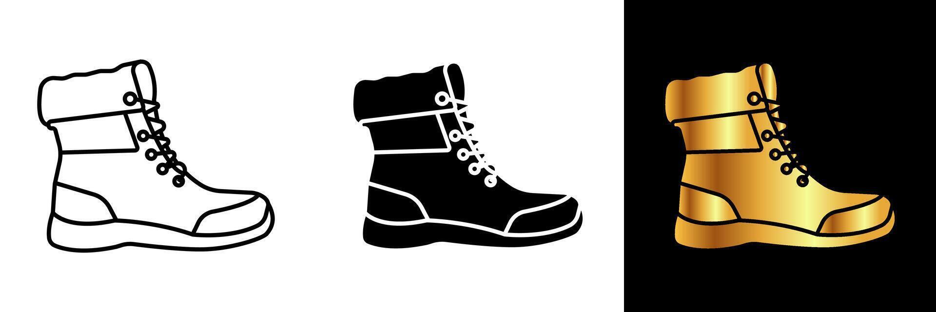 The Winter Boots icon embodies durability, warmth, and fashion in the winter season. These boots are designed to provide both comfort and style, making them essential winter footwear. vector