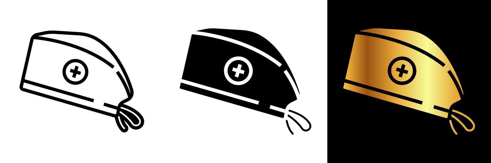 The Surgical Cap icon symbolizes hygiene, precision, and professionalism in the medical field. vector