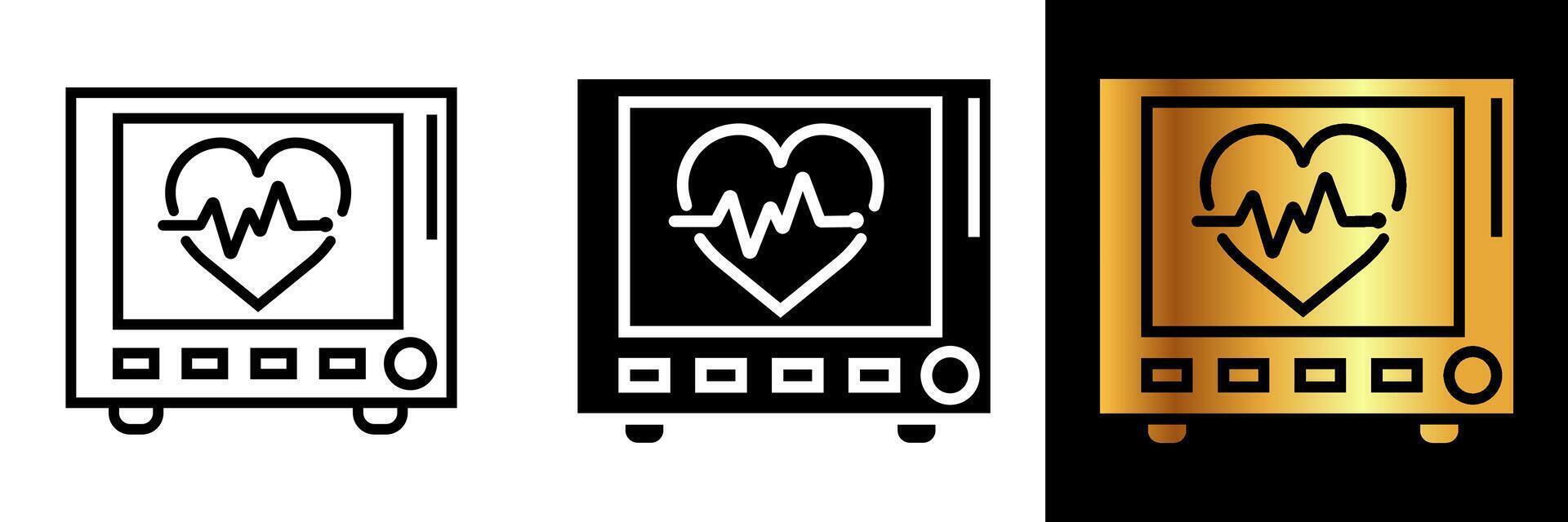 The Heart Monitor icon symbolizes real-time tracking of vital signs, especially the heart rate, in medical contexts. vector